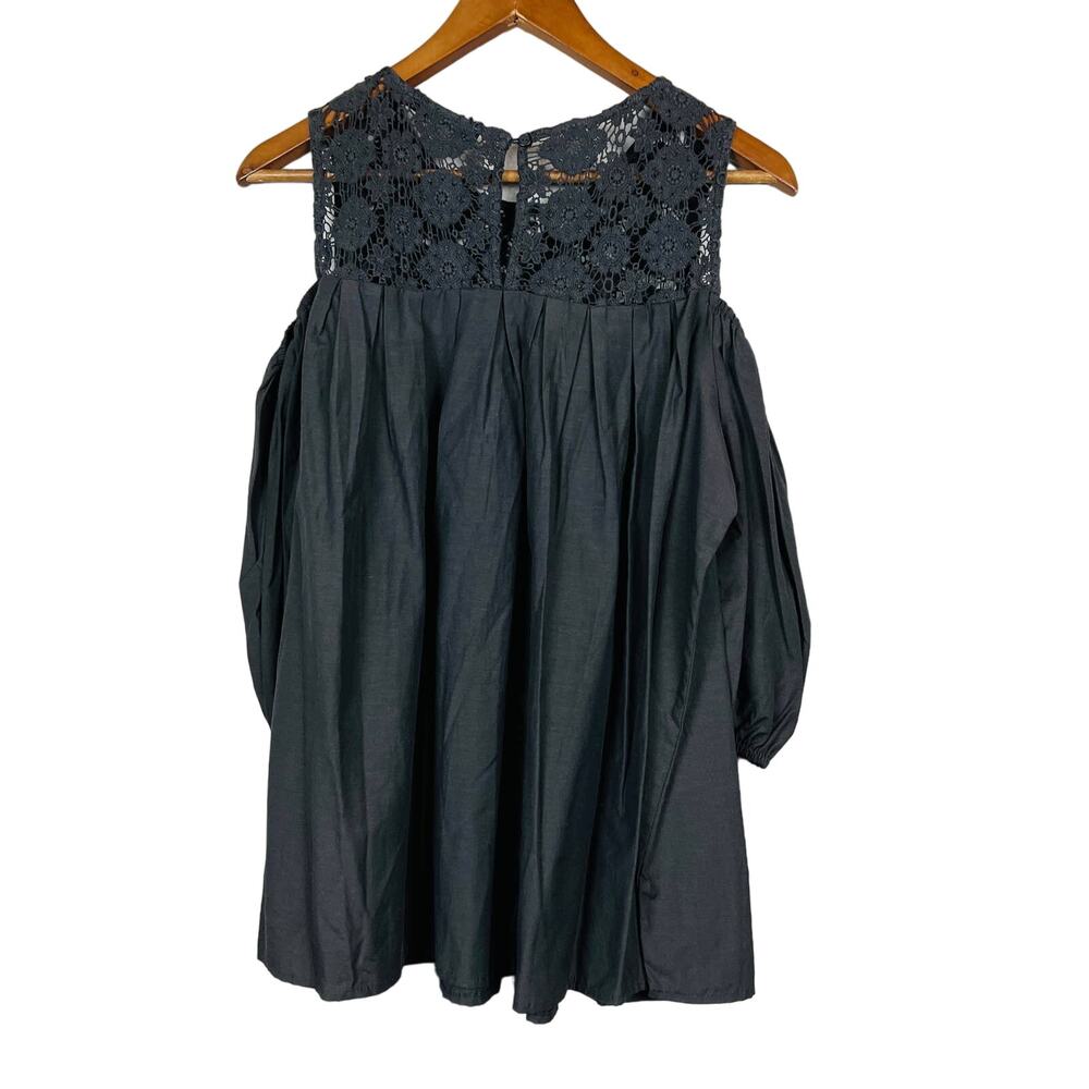 Doe & Rae Crochet Top Tunic Blouse 3/4 Sleeves - L